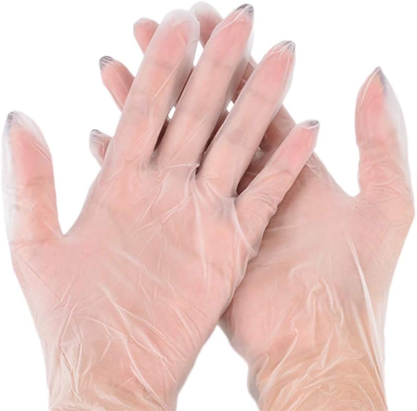 100Pcs Clear Vinyl Gloves Powder-Free Latex Free Household Gloves Professional Grade for Healthcare Food Handling (Transparent,M)