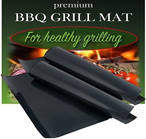 BBQ Grill Mat by Dutch Goods - Set of 2 – 100% Non-Stick Barbecue Mats for Healthy Grilling and Baking. Reusable, Dishwasher Safe Sheets, Perfect for Gas, Charcoal, Electric Grills and Ovens.