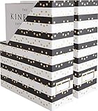 Blu Monaco Foldable Magazine File Holder with Gold Label Holder - Set of 2 Cardboard Magazine File Boxes - Black and Gold Desk Accessories