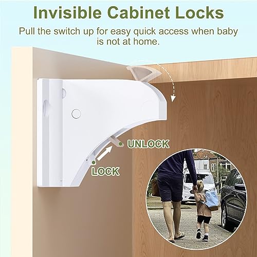 TERRIFI 6 Pack Magnetic Child Safety Cupboard Locks with 2 Keys, Babyproof Your Cabinets and Drawers, No Drilling or Screws Needed, Includes 1 Child Safety Lock for Knobs