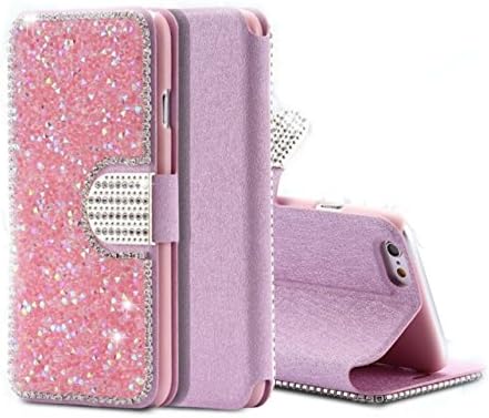 Galaxy S4 Case,Galaxy S4 Diamond Wallet Case,Goodaa Bling Shiny Full Diamond Wallet Cover Flip Stand PU Leather With Crystal Rhinestone Magnetic Closure Case For Galaxy S4(Pink)