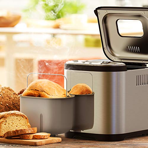 Homever Bread Maker [2018 Upgraded] - Automatic 2LB Bread Machine with Sugar Free Setting, Fully Stainless Stee Bread Maker (15 Programs, 3 Sizes & 3 Colors, 15 Hours Delay Timer, 1 Hour Keep Warm) - Thumbnail 5
