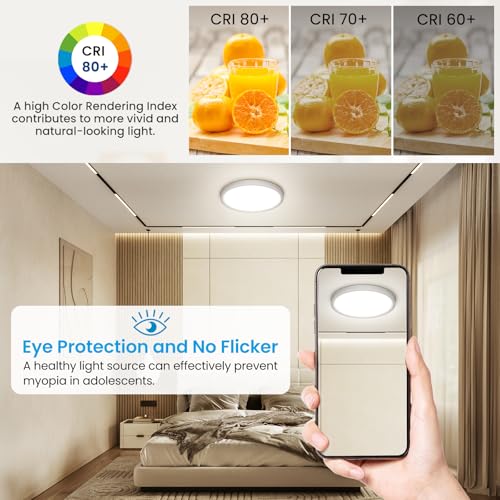 NIBSHOOM Plafoniera LED Soffitto, IP44 Lampadario Soffitto 18W, 4000K Lampada Luce Moderna per Camera da Letto, Bagno, Cucina, Soggiorno, Ufficio, Balcone, Bianco Naturale, Ø22cm
