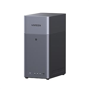 UGREEN NASync DH2300 NAS desktop a 2 alloggiamenti, LAN 1 GbE, 4 GB RAM, connessione NFC One-Touch, album fotografico AI, sistema NAS facile da usare per casa e ufficio (senza dischi)