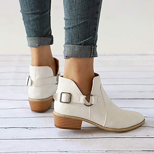 Londony ♪✿ Clearance Sales,Women's Fashion Boot Pointed Toe Martin Boots Classic Ankle Booties Buckles Shoes
