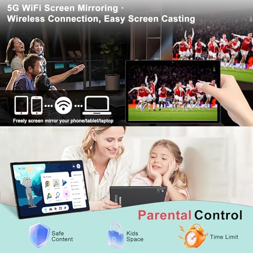 JVVQTB Tablet Android 15 Octa Core 30GB RAM + 128GB ROM (2TB TF) tablets 10 Inch | 5G + 2.4G WiFi | GPS |Widevine L1|Gemini AI|FHD | Bluetooth 5.0 | 8MP + 5MP | Type C, Tablets with a case - Black