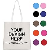 kvtiwee Custom Tote Bag Design Your Own Text/Photo/Logo Printed, Personalized Shoulder Handbag Large Capacity for Men/Women