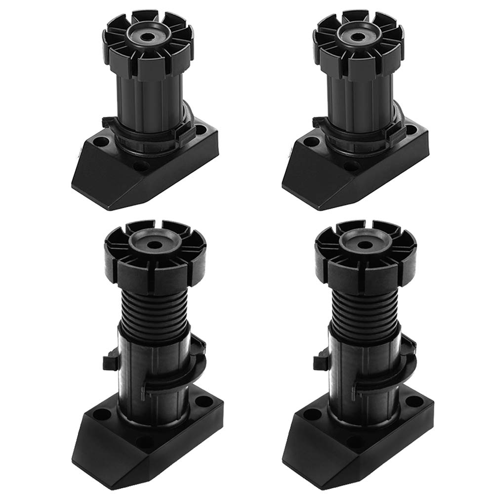 4PCS Furniture Legs Adjustable Height 50mm Plastic Cabinet Legs Table Legs Kitchen Sofa Legs Cabinet Feet Legs with 4PCS Kick Board Clips Load Capacity 50kg for Kitchen or Bathroom Cabinet