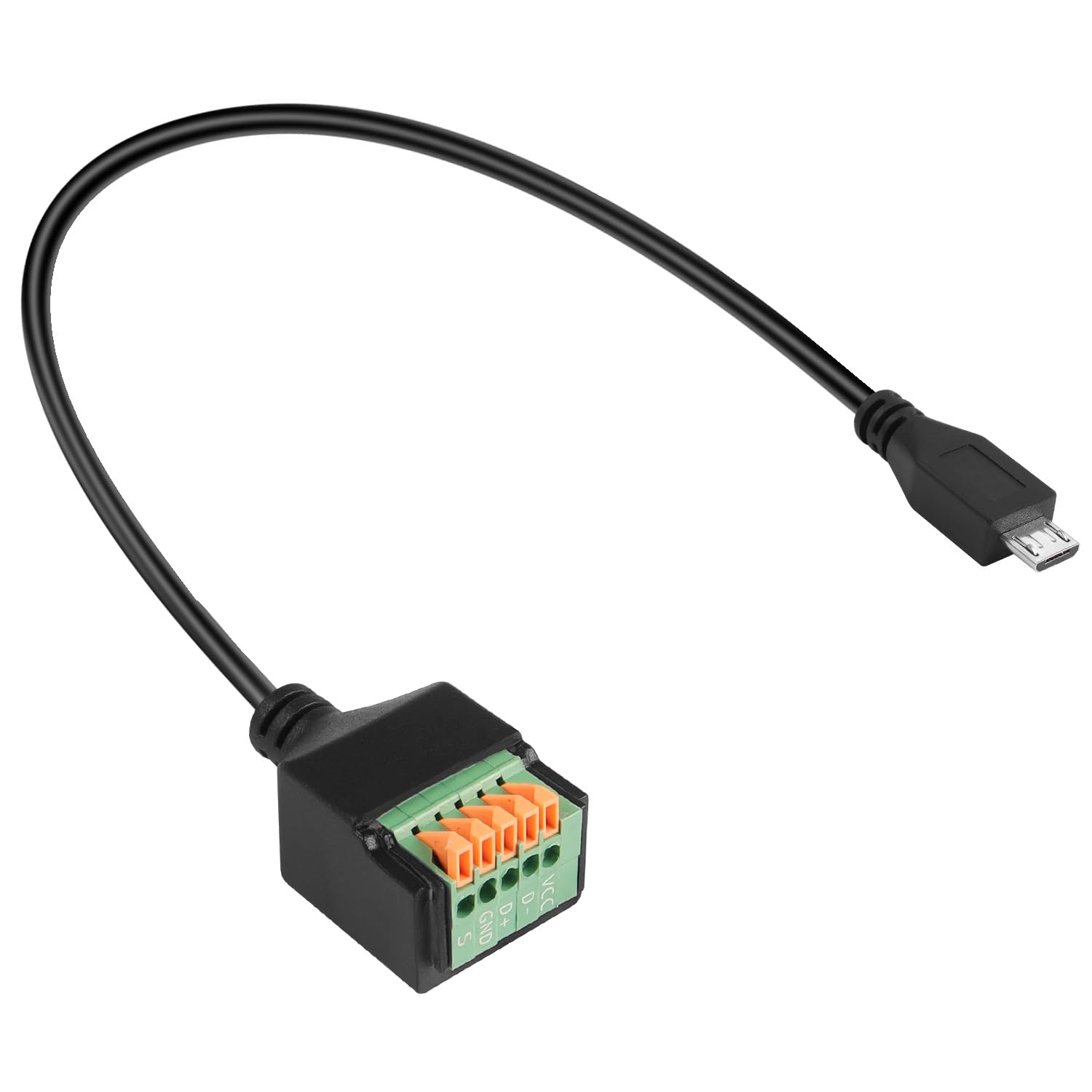 QIANRENON Micro USB Quick Connect Solderless Adapter Plug Micro USB Spring Terminal Block Connector Micro USB Male to 5Pin Crimp Terminal Solderless Data Charging Extender,for Repair/DIY,30cm/11.8in