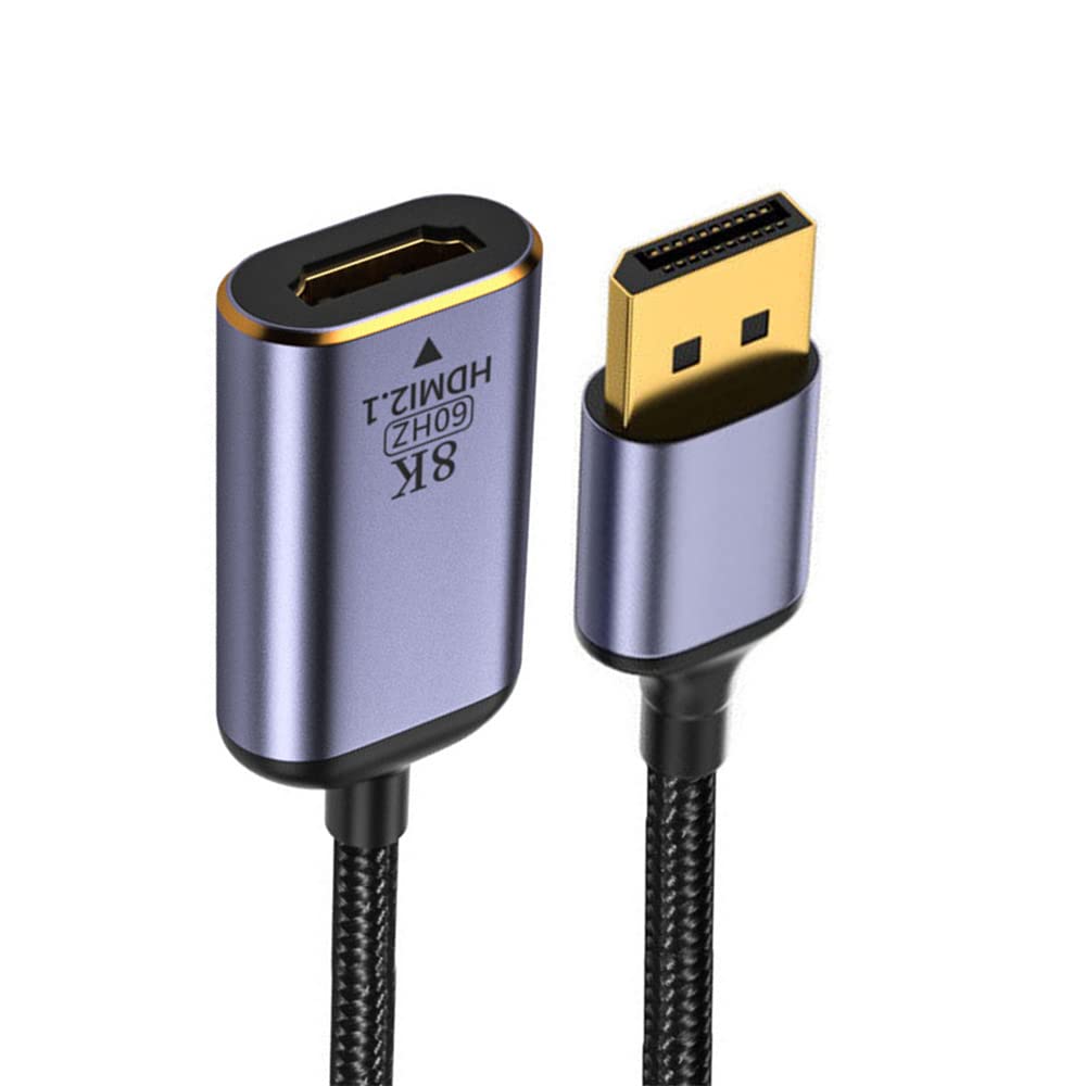 NFHK DisplayPort 1.4 Source to HDMI 2.0 Display 8K 60hz UHD 4K DP to HDMI Male Monitor Adapter Cable