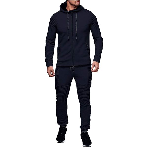 Miluxas Mens 2 Piece Tracksuit Casual Sweatsuits Full Zip Track Suits Jogging Athletic Suit Sets Blue 12 Xxl