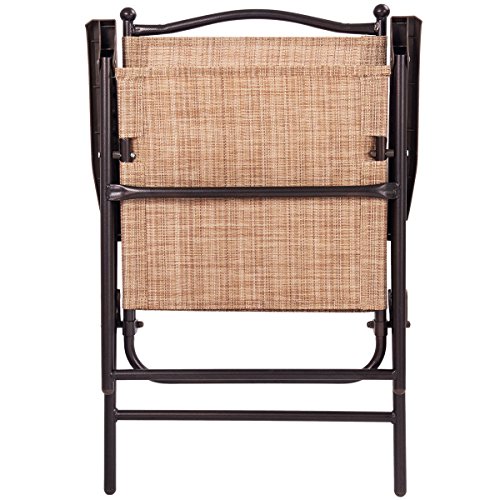 Giantex Patio Folding Chairs Sling Back Chairs Indoor Outdoor Camping Chairs Garden Patio Pool Beach Yard Recliners Lounge Chairs w/Armrest Set of 2 (Yellow) - Thumbnail 5