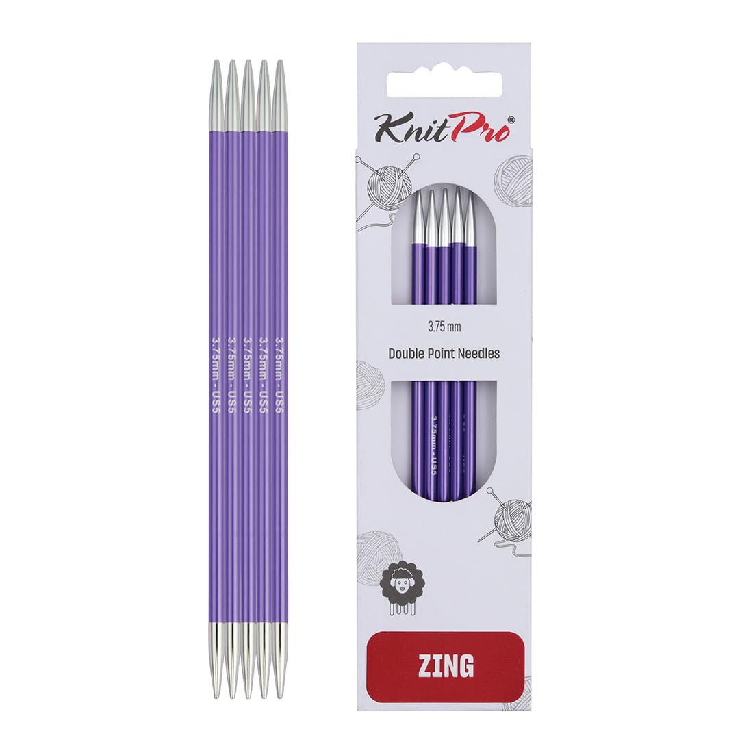 KnitPro Zing Double Pointed Needles 6" (15cm) | 3.75mm