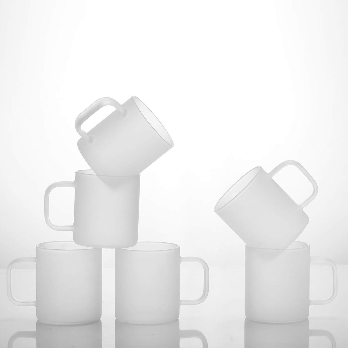 MIOCARO Glass Espresso Mug Coffee Cup Matt Tea Cup With Handle - 12 oz, Set of 2