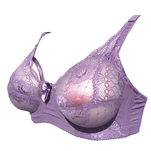 Freahap Lace Breast Form Pocket Bra for Crossdressers Mastectomy Purple 40D