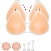 MNAFAYY Sticky Bra 2Pairs Adhesive Strapless Bras for Women Backless Dress Invisible Breast Lift Silicone Stick On Bra with Gift Box A-B Cup Beige
