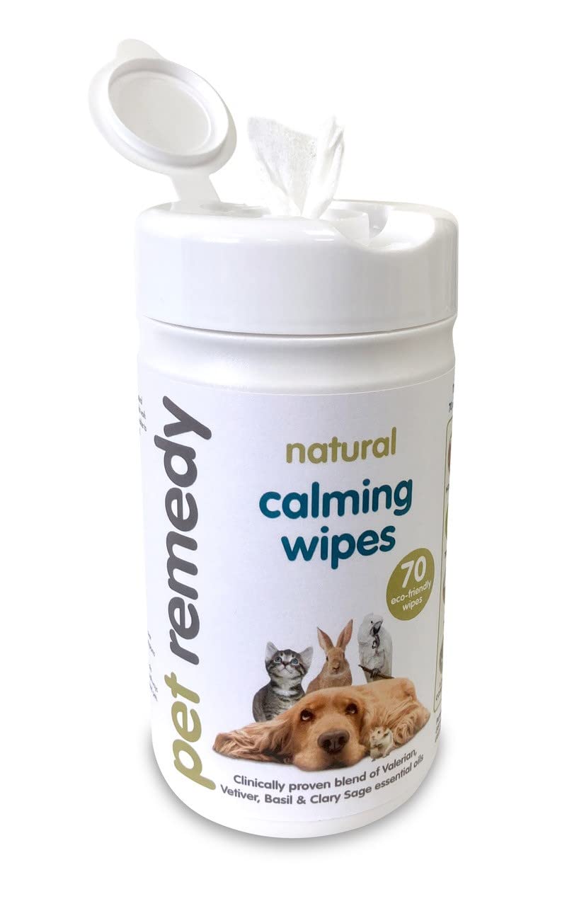 Pet Remedy Natural Calming Wipes for All Pets - Tub of 70 Biodegradable Wipes