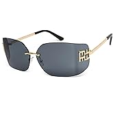 KENBO Futuristic Rimless Y2K Sunglasses for Women Men Fashion Wrap Around Frame Trendy Shield Frameless Design