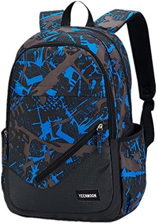School Backpack Bookbag for Teens College Travel Daypack Fits up to 15 inch Laptop (Black&amp;Blue)