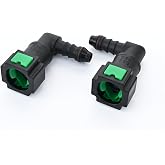 AC PERFORMANCE Plastic Fuel Quick Connector Female 5/16" Tube to Male 5/16" Barb, 90 Degree, Pack of 2