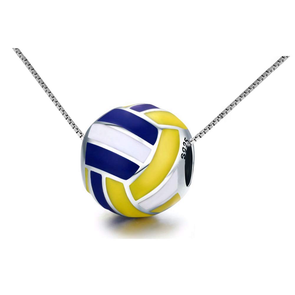Helen de Lete S925 Sterling Silver Love Volleyball Sports Collar Necklace