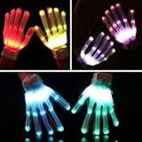 Elar Julie LED 12-Color Flashing Skeleton Gloves - Novelty Halloween Costume Party Gloves, 1 Pair, White