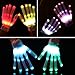Elar Julie LED 12-Color Flashing Skeleton Gloves - Novelty Halloween Costume Party Gloves, 1 Pair, White
