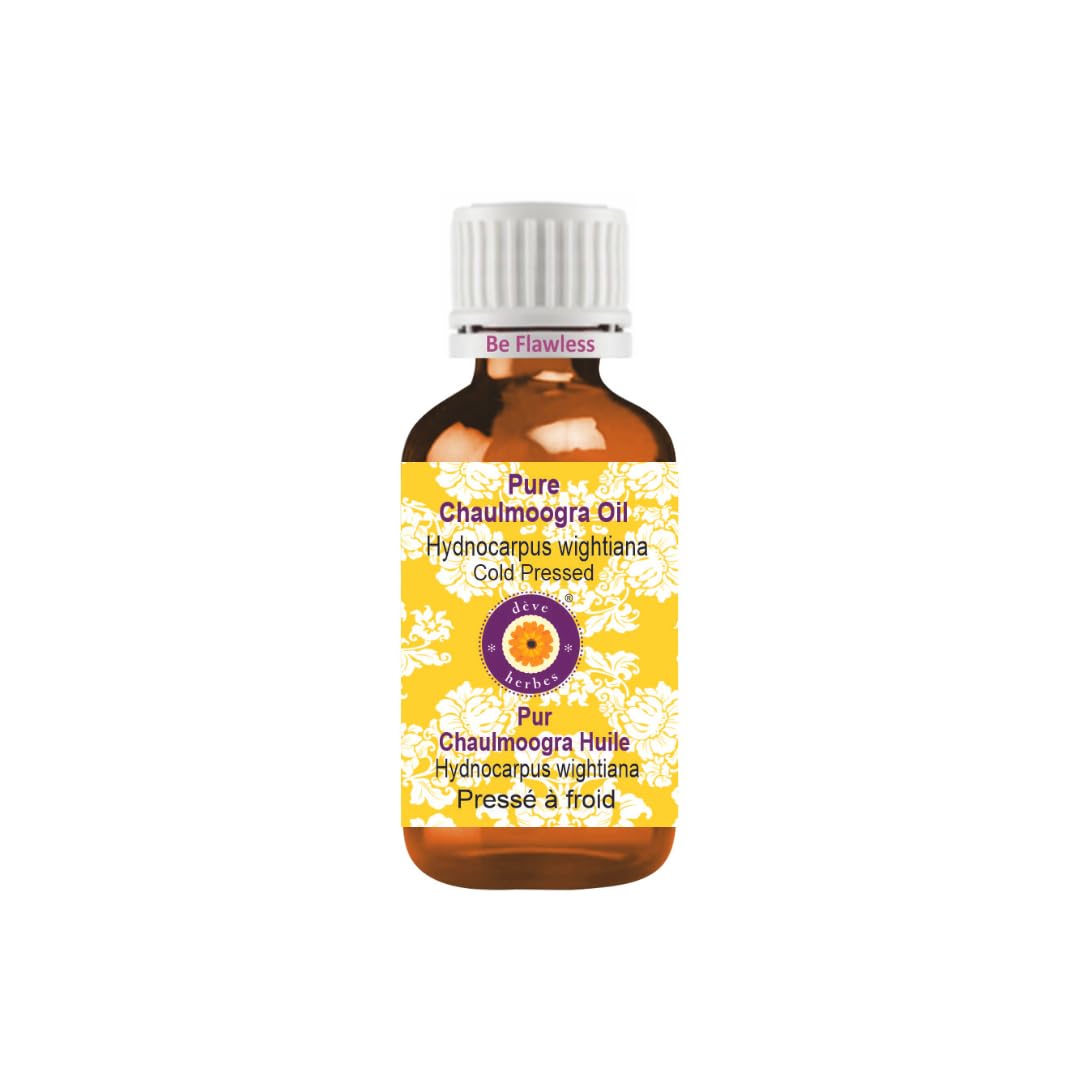 Deve Herbes Pure Chaulmoogra Oil (Hydnocarpus wightiana) Non-Sticky | Non-Greasy | For Skin, Hair, Massage & DIY Use 15ml