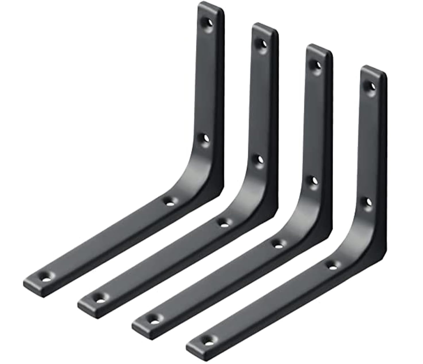 YIAGUN Premium Right Angle Shelf Bracket 100mm*100mm - Heavy-Duty Steel Corner Support for Wall Hanging - Black Floating Brackets (4 Pcs)