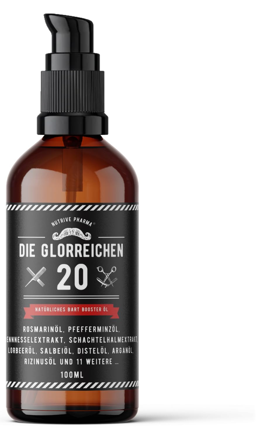 G-20 beard oil 100ml rosemary oil mint oil beard growth oil with nettle oil, horsetail oil, sage oil, laurel oil, castor oil, argan, jojoba, vitamin E and more