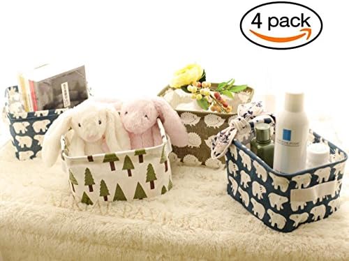 Small Foldable Storage Basket Home Decorative Canvas Box Baskets for Baby Clothing Desktop Sundries Office Supplies Desk Stationery Storage Baskets