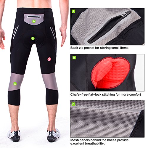 image for Eco-daily Men's 4D Padded 3/4 Cycling Compression Tights & Long Bike B