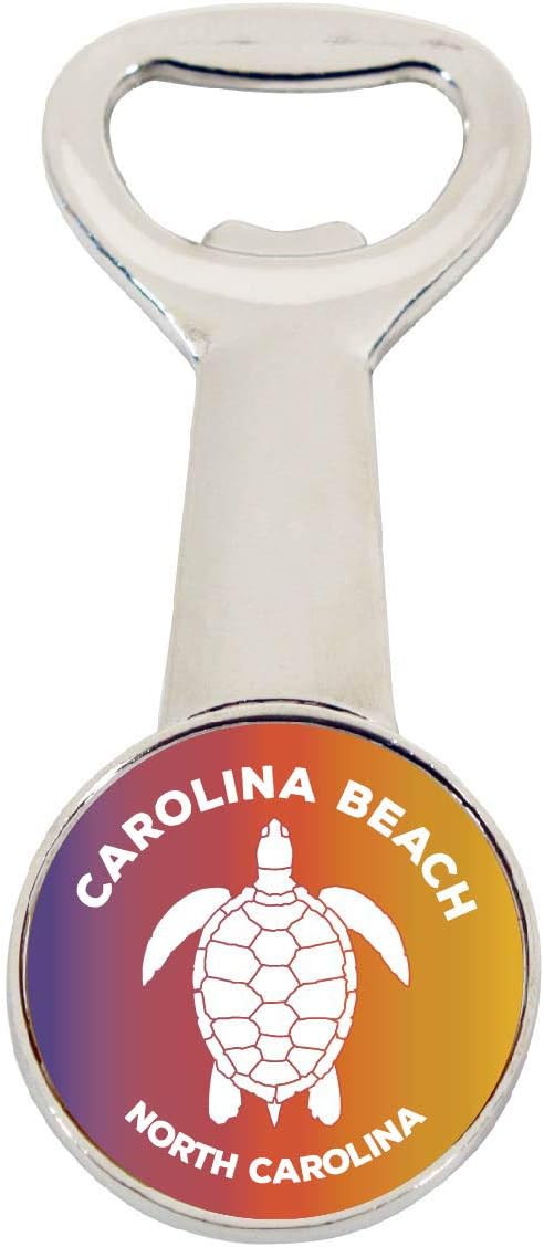 Carolina Beach North Carolina Rainbow Turtle Design Souvenir Magnetic Bottle Opener