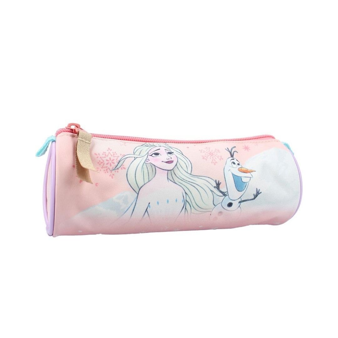 mybagstory - Round Pencil Case for Children Girls - Frozen - Child - School - Primary - Kindergarten - Daycare - Size 21 cm - Gift Idea - Pink, Frozen Pink, Girl