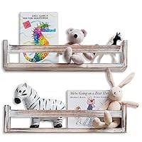 MAINEVENT Set of 2 Rustic Wood Floating Nursery Shelves - Wall Shelves for Farmhouse Bathroom Decor, Kitchen Spice Rack, or Book Shelf Organizer for Baby Nursery Decor