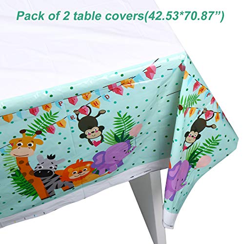 Jungle Safari Animals Themed Birthday Party Tableware Serves 20 Guests - Dinner Dessert Plates Napkins Cups Table Covers - Jungle Safari Party Supplies - Forest Zoo Animal Party Dinnerware Set - Thumbnail 5