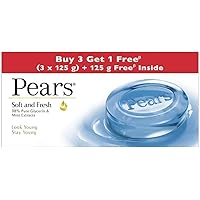 Pears Soft and Fresh Bathing Bar, 125g (Buy 3 Get 1 Free)
