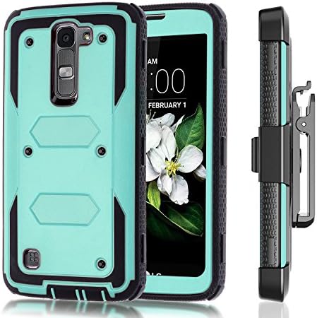 for LG K7 Case QAenly Creative Hybrid Case Heavy Duty Rugged Dual Layer Case with kickstand for LG K7 Aqua