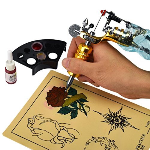 Lotus.flower Extreme Rotary Tattoo Machine Carbon Steel Machine GunLinner Shader Equipment for Tattooing (Gold)