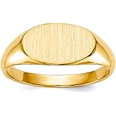 JewelryWeb 14k Yellow Gold Solid Back Signet Ring Size 6 Ring for Women