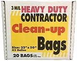 Heavy Duty Contractor Clean Up Trash Bags 42 Gallon - 20 Bags/Box
