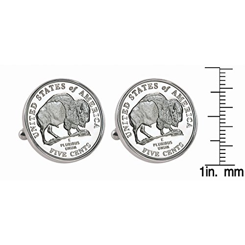 Westward Journey 2005 Bison Jefferson Nickel Silvertone Bezel Cuff Links