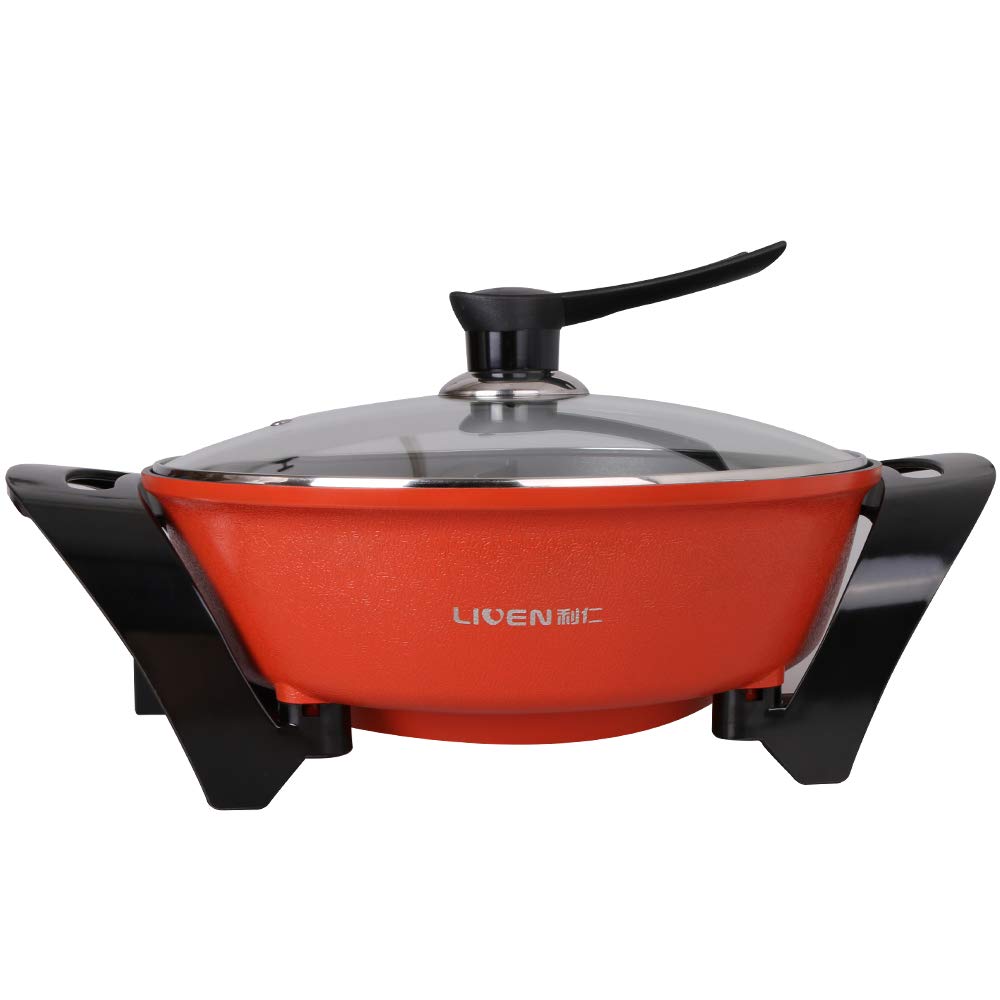 5L Electric Shabu Shabu Hot Pot with Divider and Non-Stick Coating Electric Hot Pot 1600W 120V HG-301AY