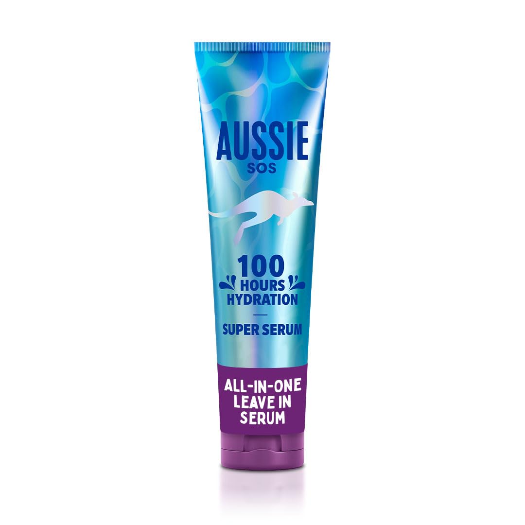 Aussie Super Serum Leave In Conditioner Hair Serum Treatment, For Dry, Damaged Hair. 100 Hours of Hydration, Smooth, Soften, Detangle, Prevent Split Ends and Boost Shine, 160ml