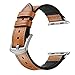 Sweatproof Hybrid Leather Sports Watch Band Vintage Replacement Bands for Apple Watch iwatch Series 4 3 2 1 Dark Brown Replacement Straps with Sliver Stainless Steel Buckle Clasp (42mm, Brown)