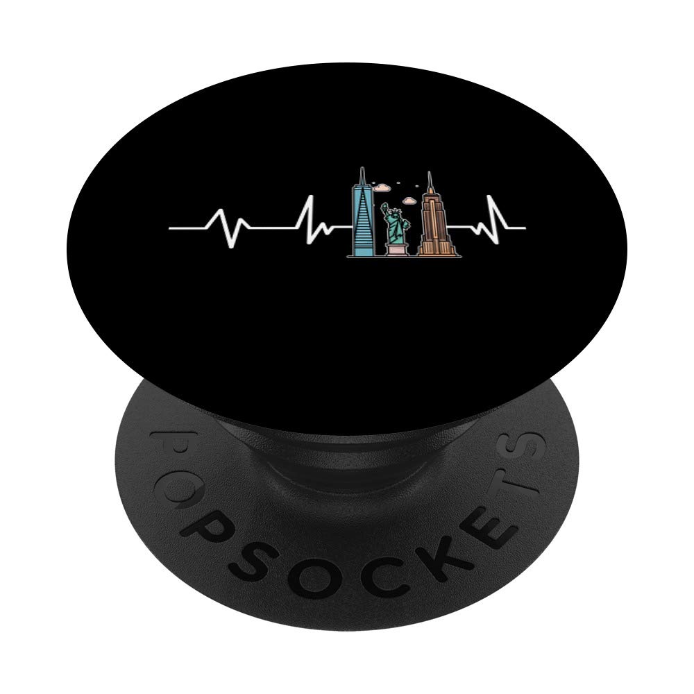 New York Heartbeat New York City Traveler Gift New York PopSockets PopGrip: Swappable Grip for Phones & Tablets