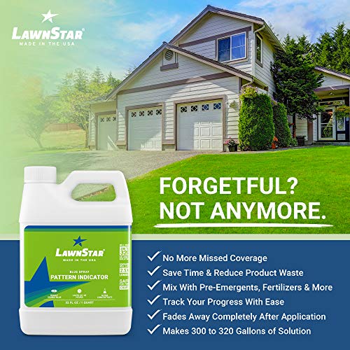 Blue Spray Pattern Indicator (Makes 320 Gallons) - Premium, Professional Ultra Concentrated Dye - Multipurpose, Highly Visible Formulation Prime For Marking Herbicides, Weed, Fertilizer, Turf (32 OZ)