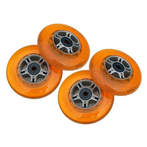 Kick Push 4 Replacement Wheels + ABEC-7 Bearings for Razor Pro Kick Scooter, Orange, 100mm