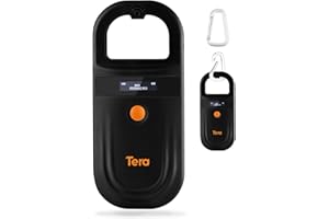 Tera Pet Microchip Reader with D-Ring RFID Portable Animal Chip ID Scanner with OLED Display Screen Rechargeable Data Storage Tag Scanner EMID FDX-B(ISO11784/85) for Dogs, Cats & Animal Management