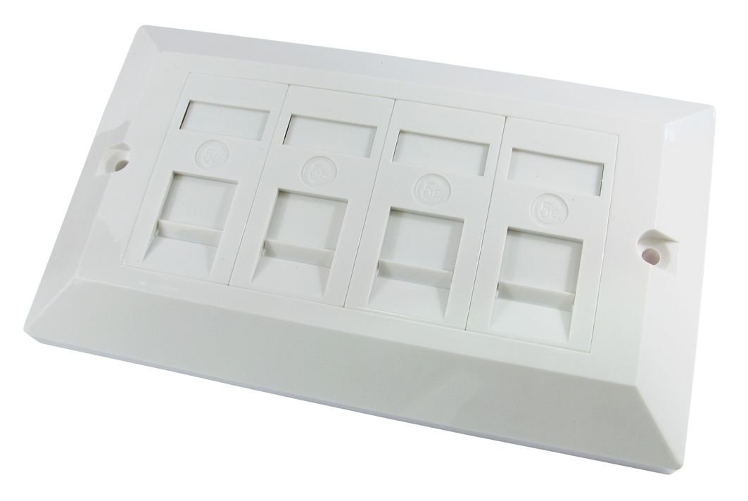 World of Data CAT5e Double Socket Quad Port Faceplate - Socket - RJ45 - Ethernet - Network - Face Plate Module 10 Pack